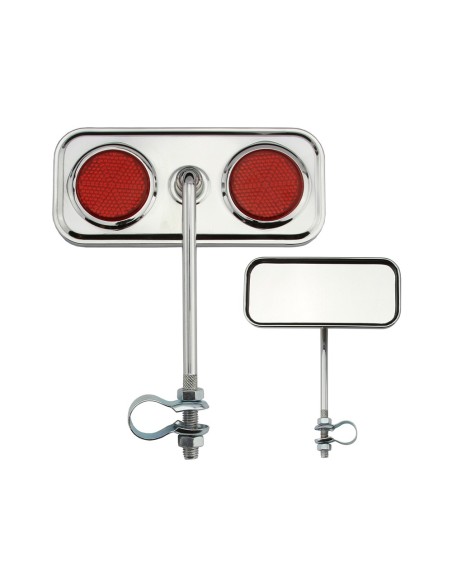 Rectangle Mirror Chrome Red Reflectors.